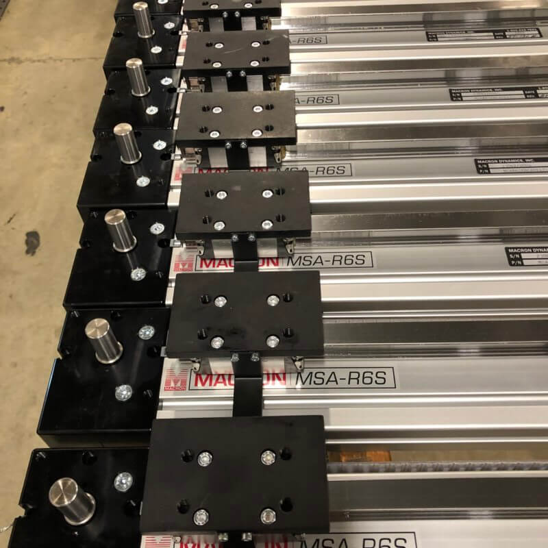 a flight of MSA-R6S actuators with customized shaft diameters